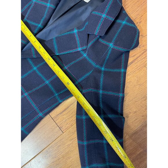 Miss Pendleton Virgin Wool Blazer Jacket Blue Plaid Made In USA. Sz 4 - Picture 4 of 6